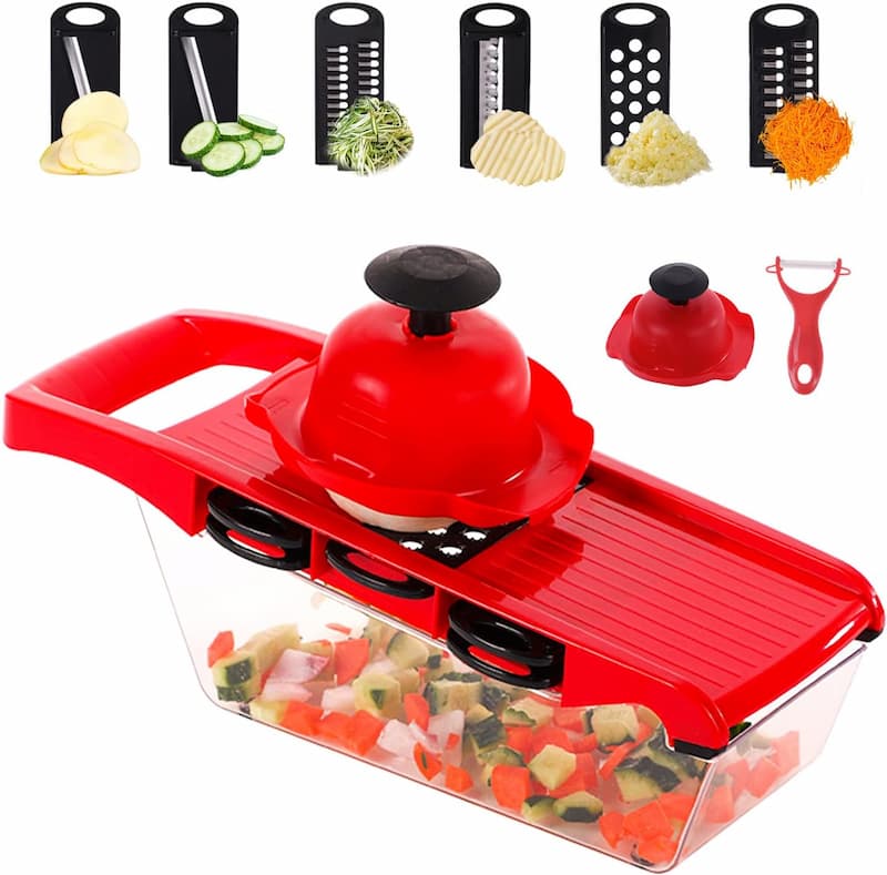 10-in-1 Premium Mandoline Vegetable Slicer, Dicer & Cheese Grater – Pink