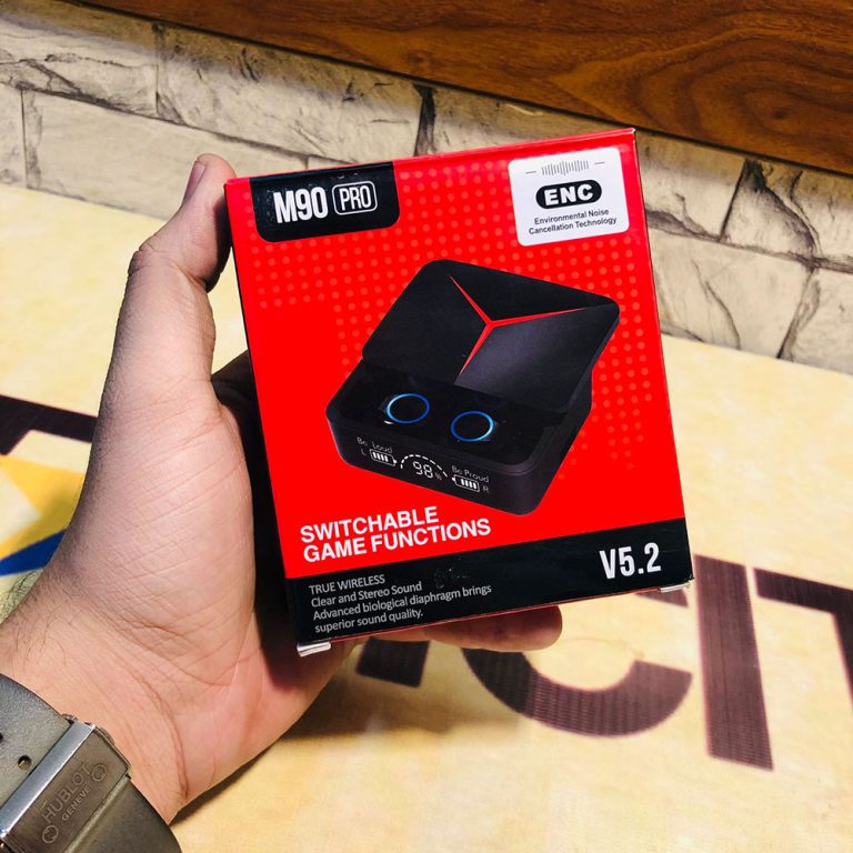 M90 Pro TWS Wireless Gaming Earbuds | Premium Sliding Case & Built-in Powerbank
