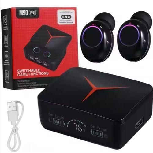 M90 Pro TWS Wireless Gaming Earbuds | Premium Sliding Case & Built-in Powerbank