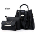 3 Pcs Women's PU Leather Handbag Set – Black