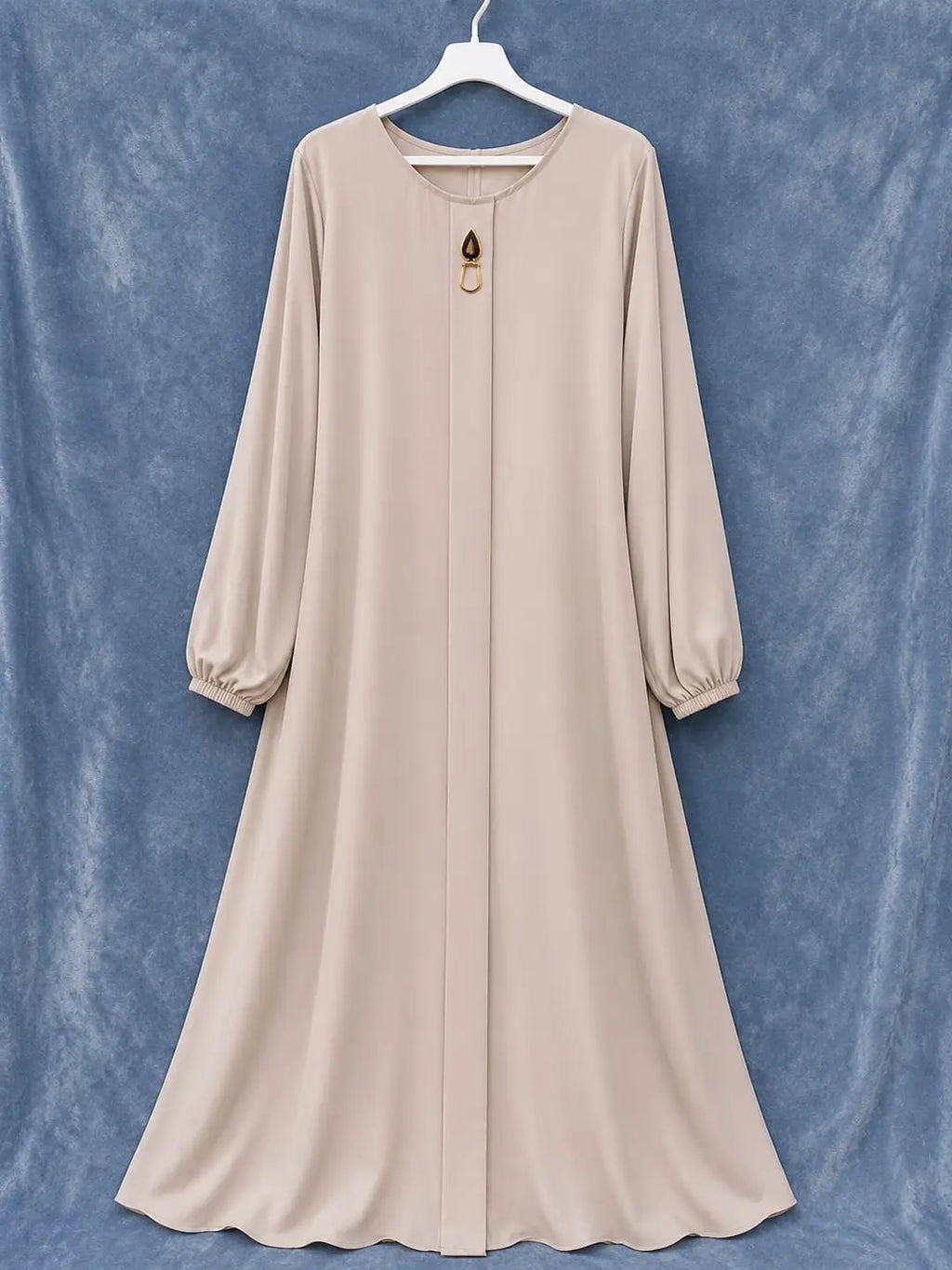Premium Georgette Plain Maxi Abaya with Fancy Buckle – Beige