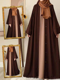 Chocolaty Brown Georgette Abaya with Detachable Stoller – Dual Tone Inner Style
