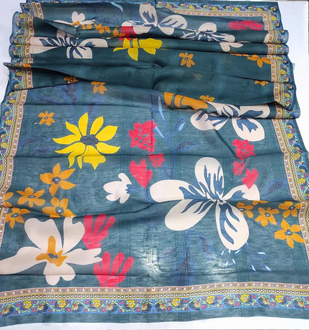 3 Pcs Lawn Embroidered Suit – Green Floral